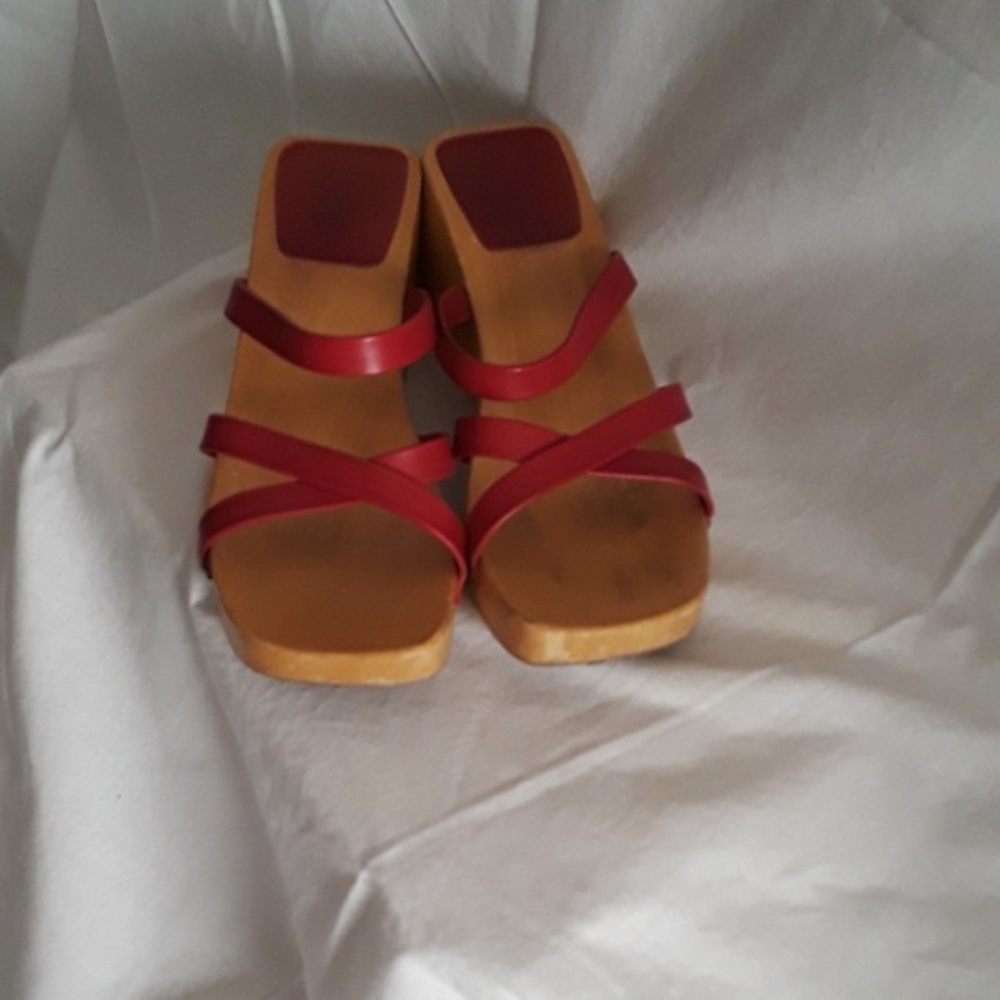 Vintage J. Crew Wooden Wedge Sandals Size 8
